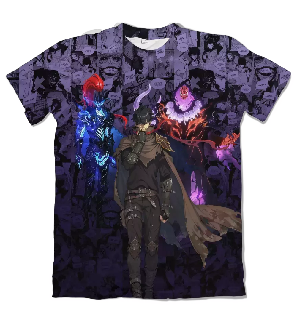 Camiseta Solo Leveling Sung Jinwoo, Igris e Tusk Dry-Fit Premium Unissex