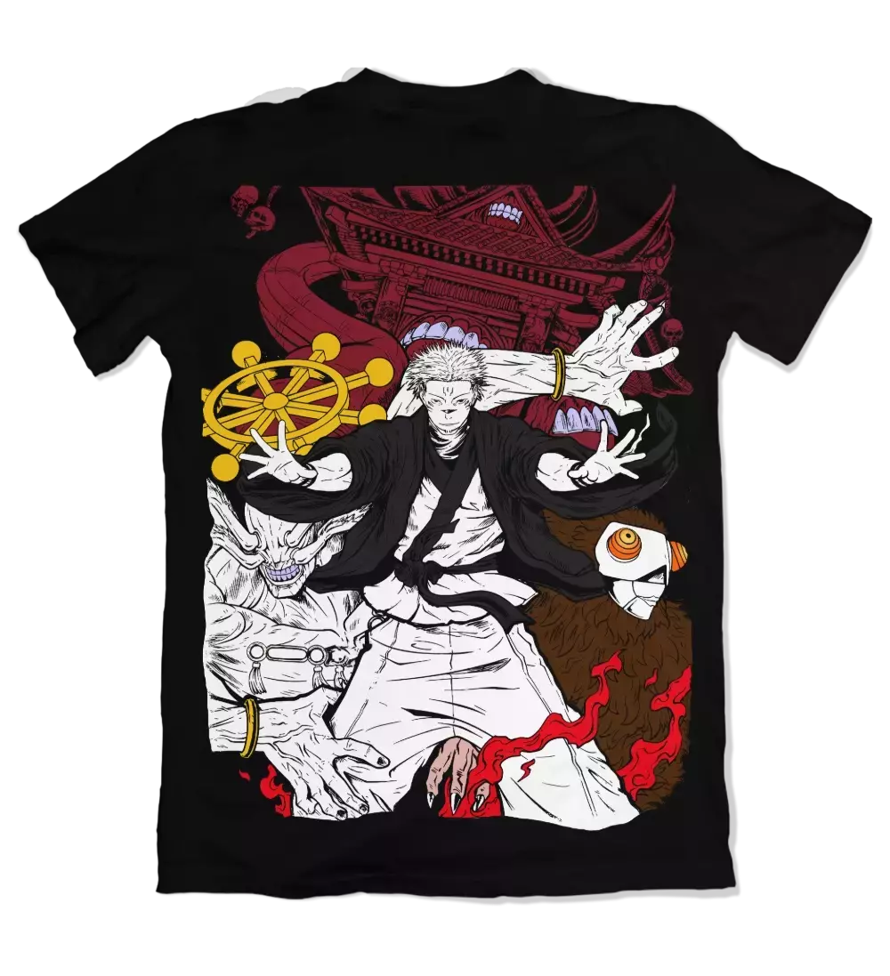 Camiseta Jujutsu Kaisen Padrão Sukuna Costas Dry-Fit Premium Unissex