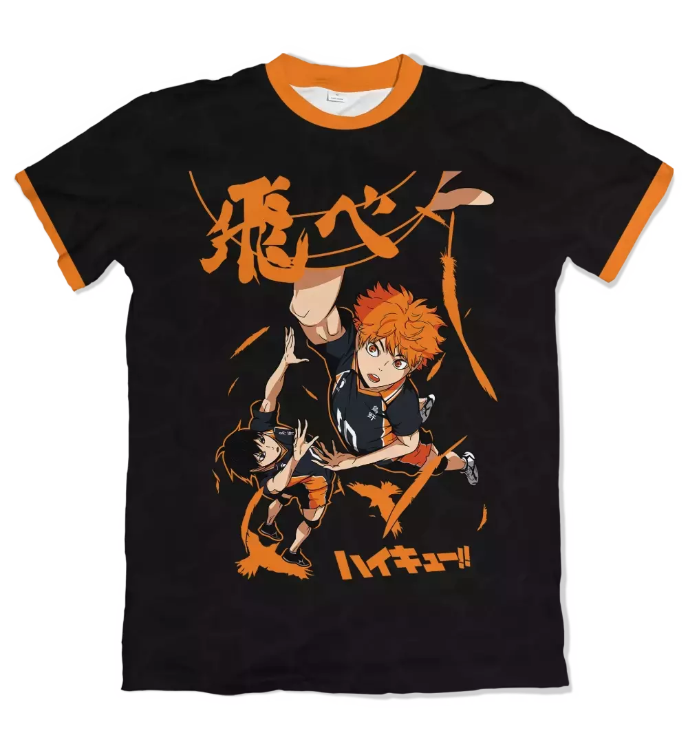 Camiseta Haikyuu Textura Hinata e Kageyama Dry-Fit Premium Unissex