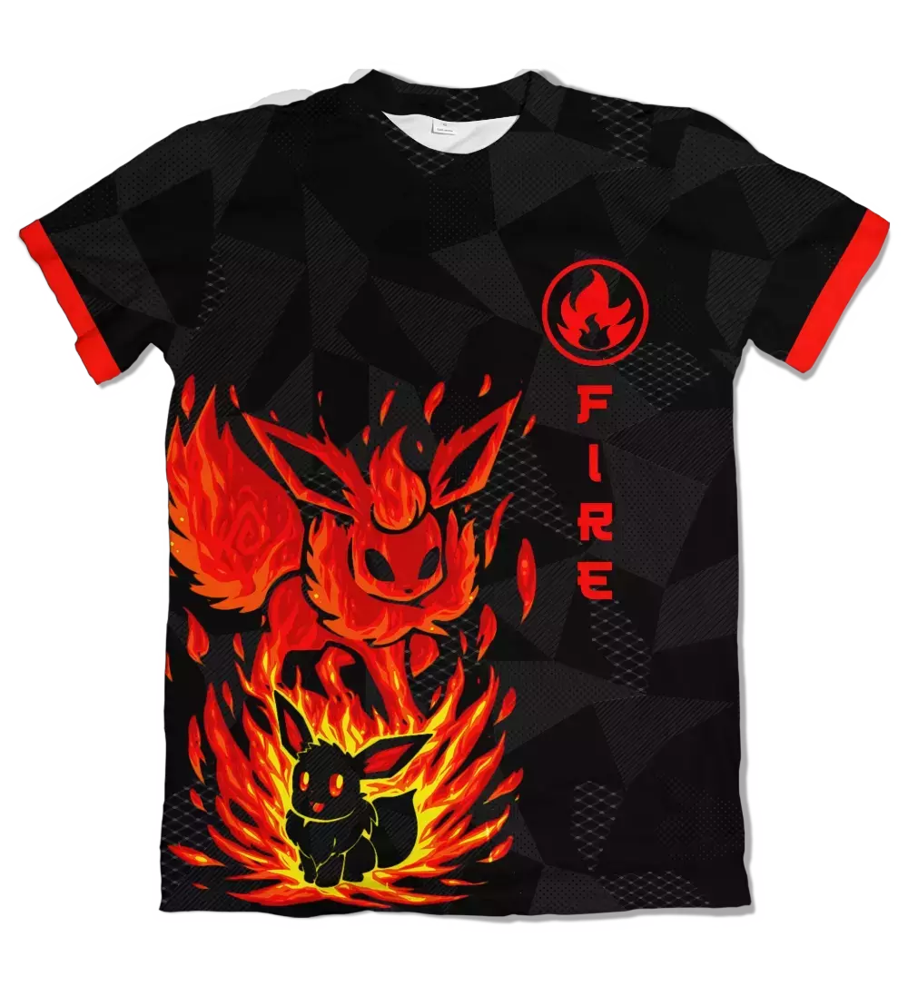 Camiseta Pokémon Uniforme Eeveelution FIRE Dry-Fit Premium Unissex