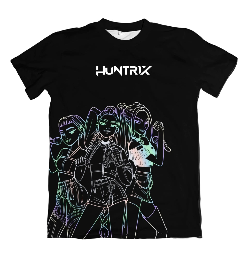 Camiseta K-Pop Demon Hunters Huntrix Cromo Dry-Fit Premium Unissex