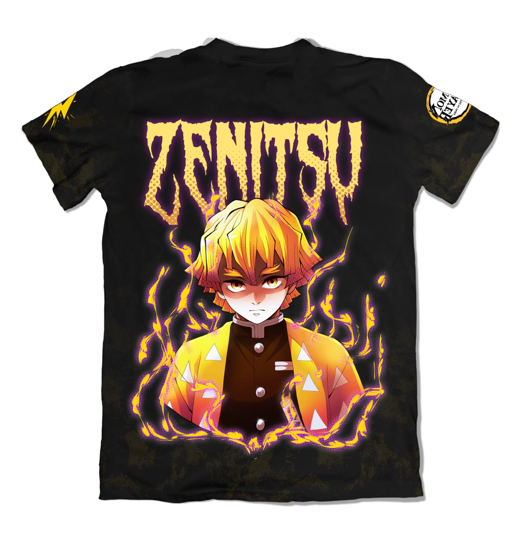 Camiseta Demon Slayer Castelo Infinito Zenitsu Style Dry-Fit Premium Unissex