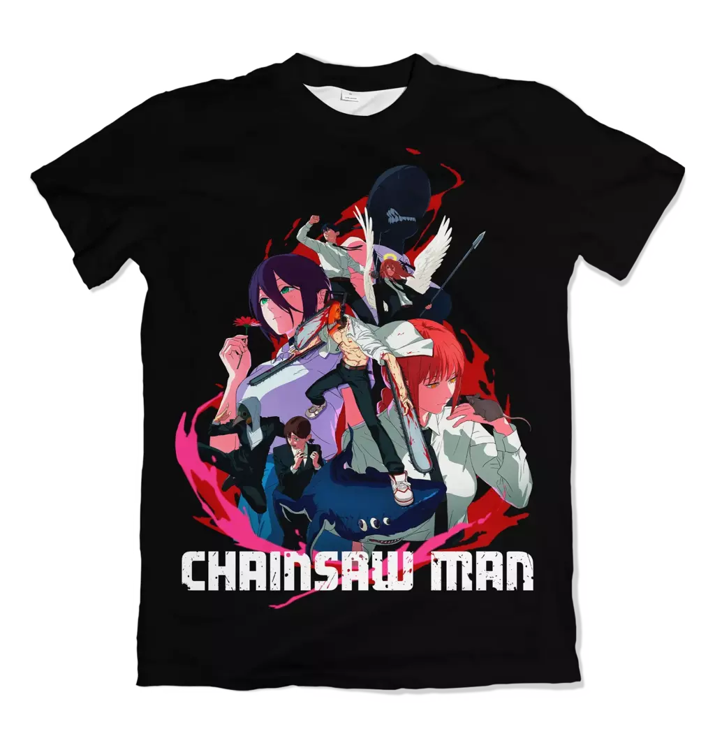 Camiseta Chainsaw Man Grupo Frente Dry-Fit Premium Unissex