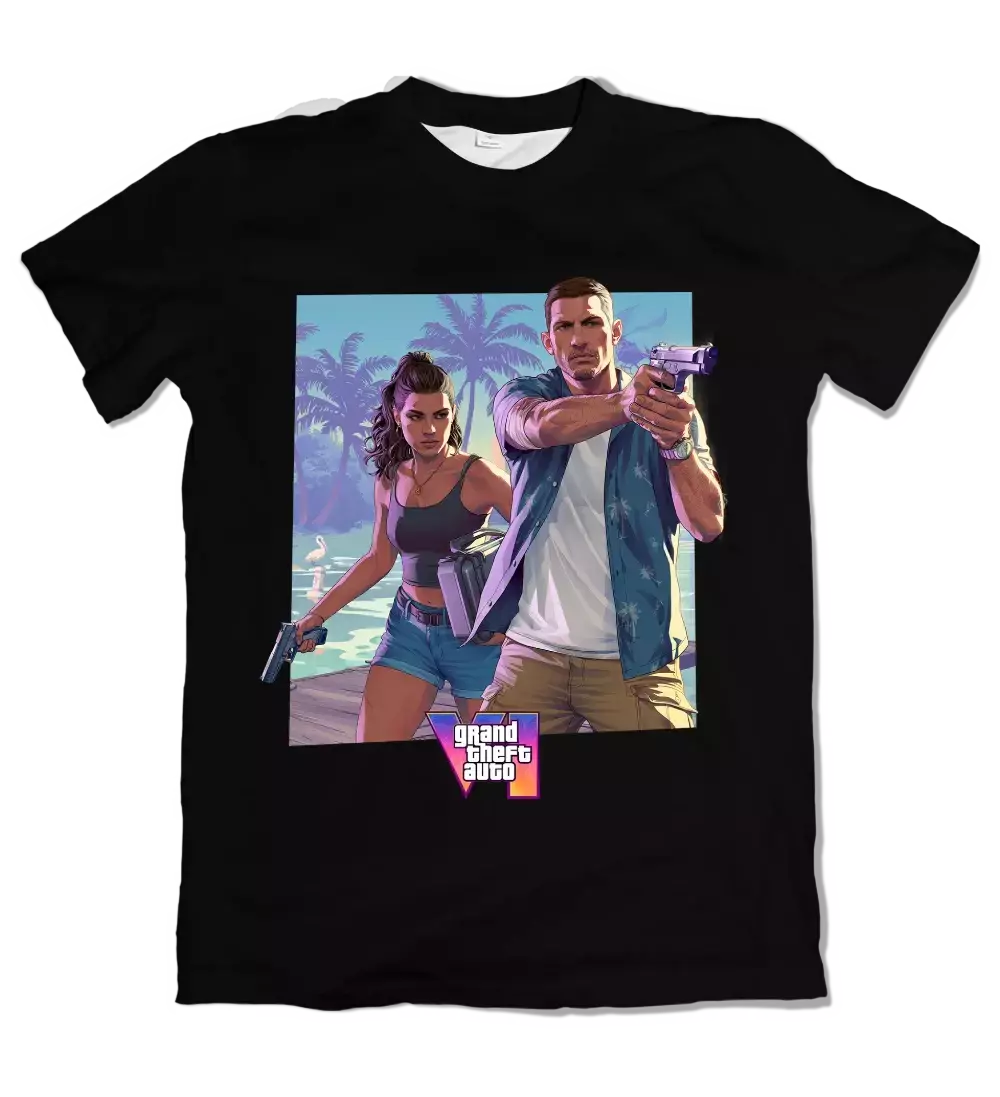 Camiseta GTA VI Jason e Lucia Dry-Fit Premium Unissex