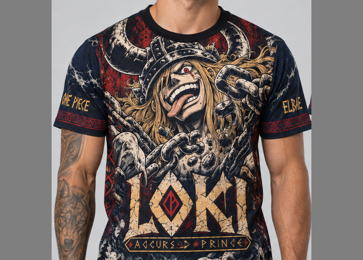 Camiseta One Piece Loki Elbaf Dry-Fit Premium Unissex — modelo frente