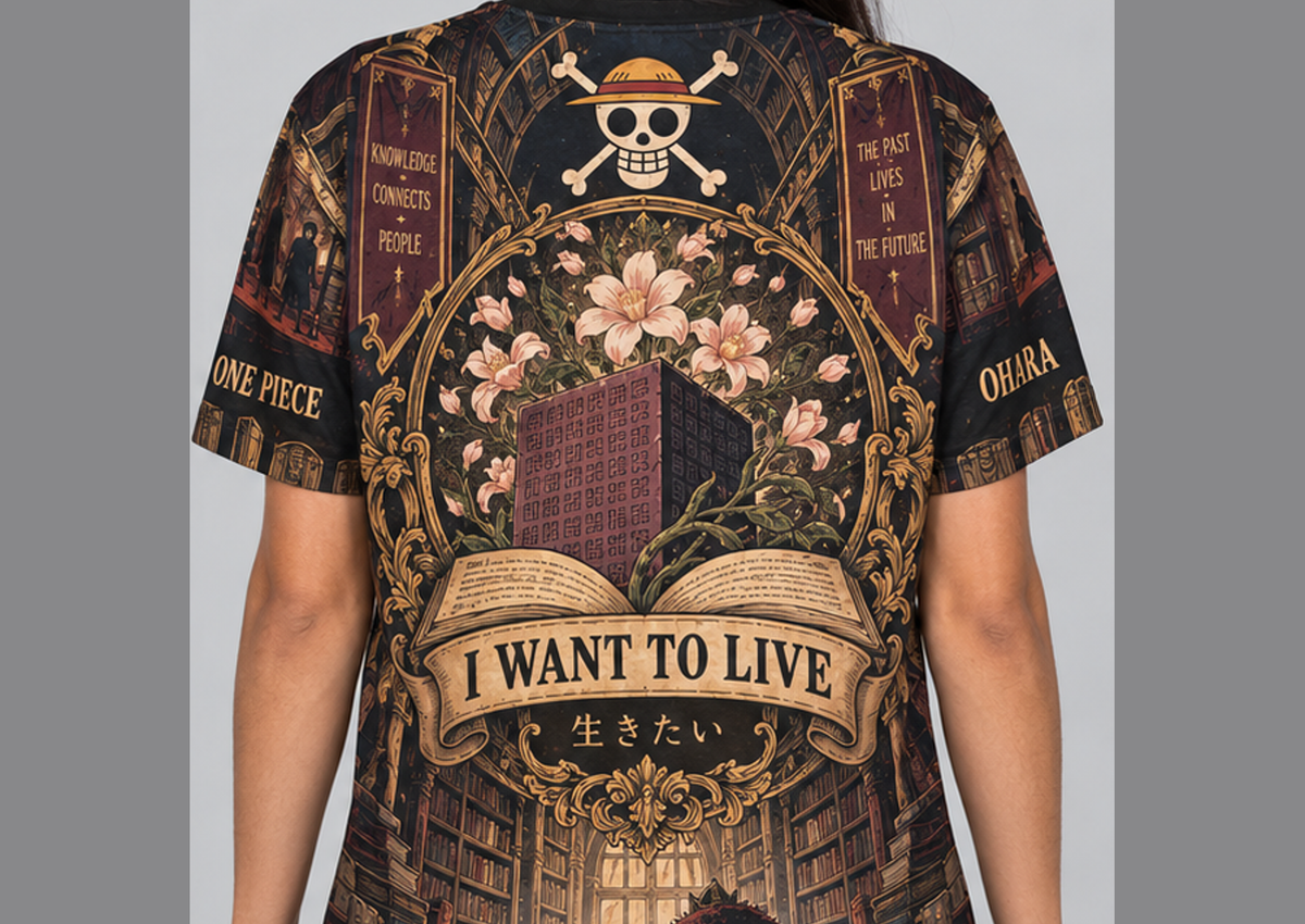 Camiseta One Piece Robin e Saul Elbaf Dry-Fit Premium Unissex — modelo costas