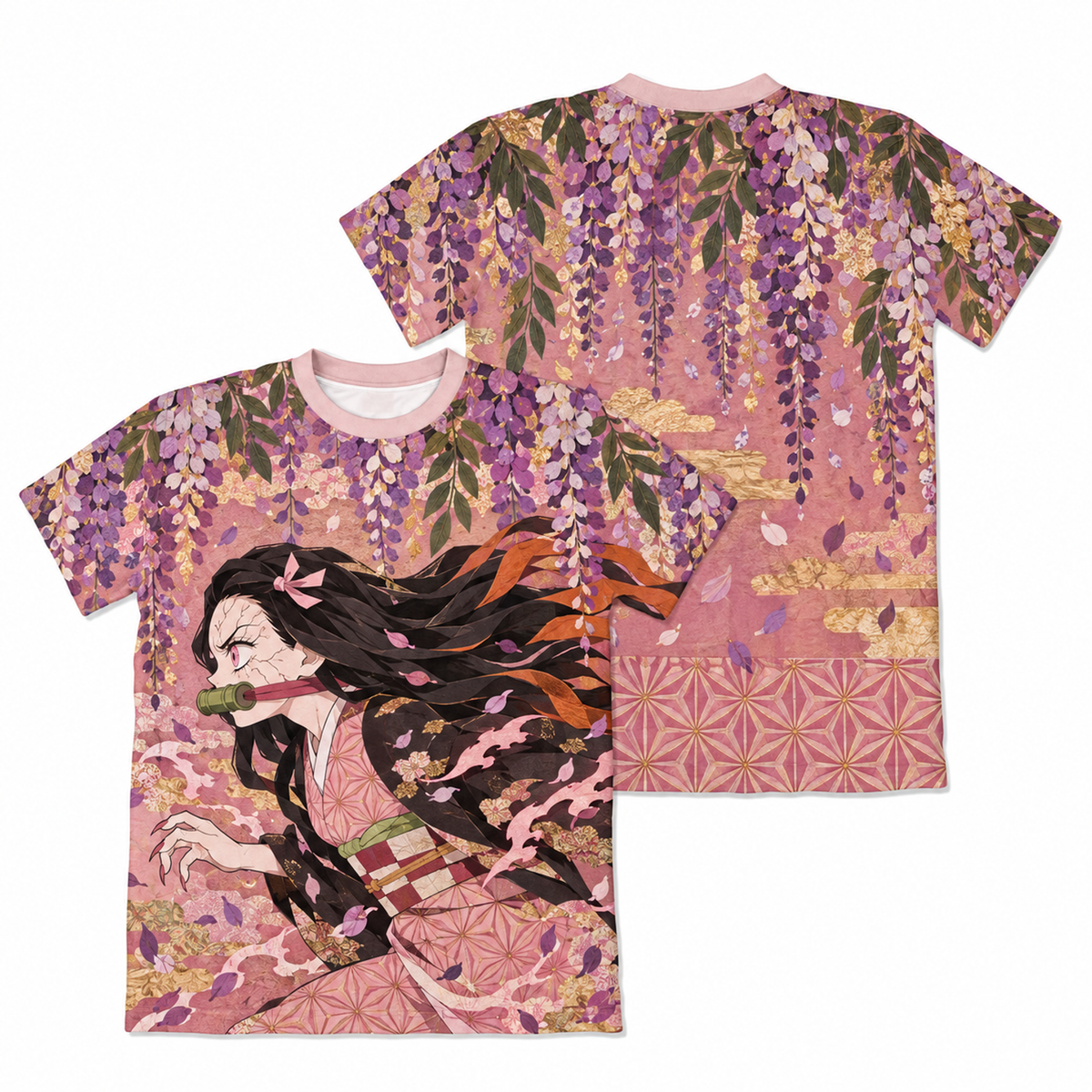 Camiseta Demon Slayer Nezuko Glicínia Castelo Infinito Dry-Fit Premium Unissex