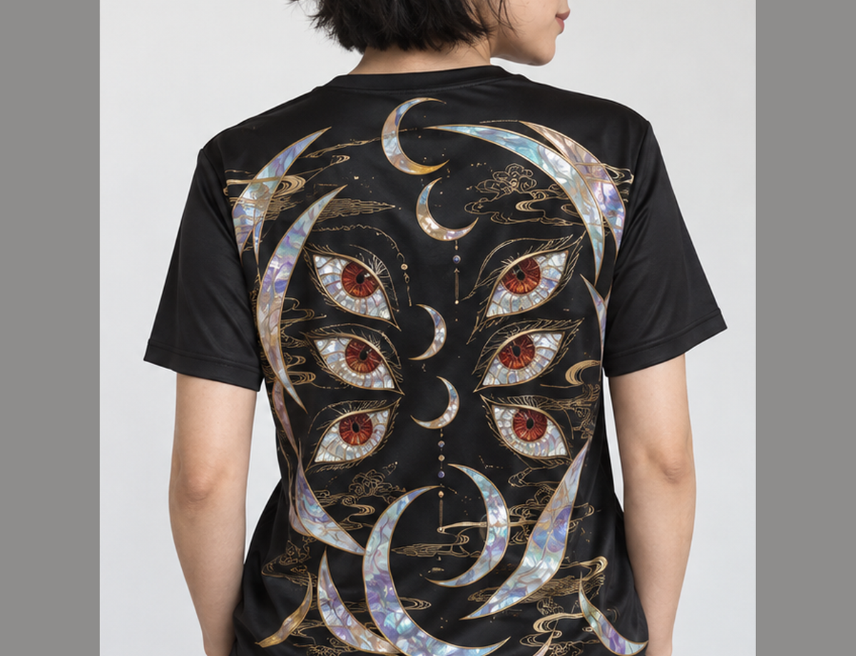 Camiseta Demon Slayer Kokushibo Lua Superior Castelo Infinito Dry-Fit Premium Unissex — modelo costas