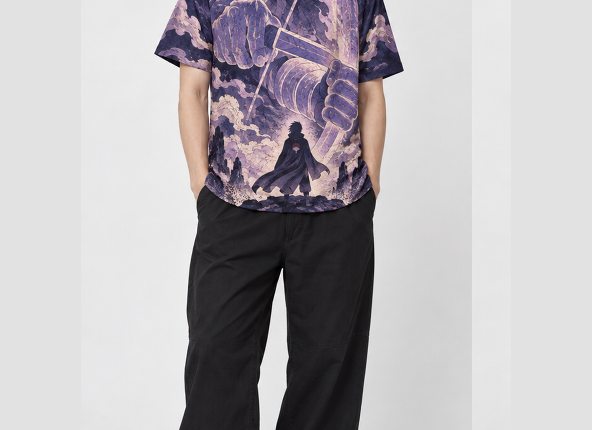 Camiseta Naruto Sasuke Susanoo Chakra Dry-Fit Premium Unissex — modelo frente