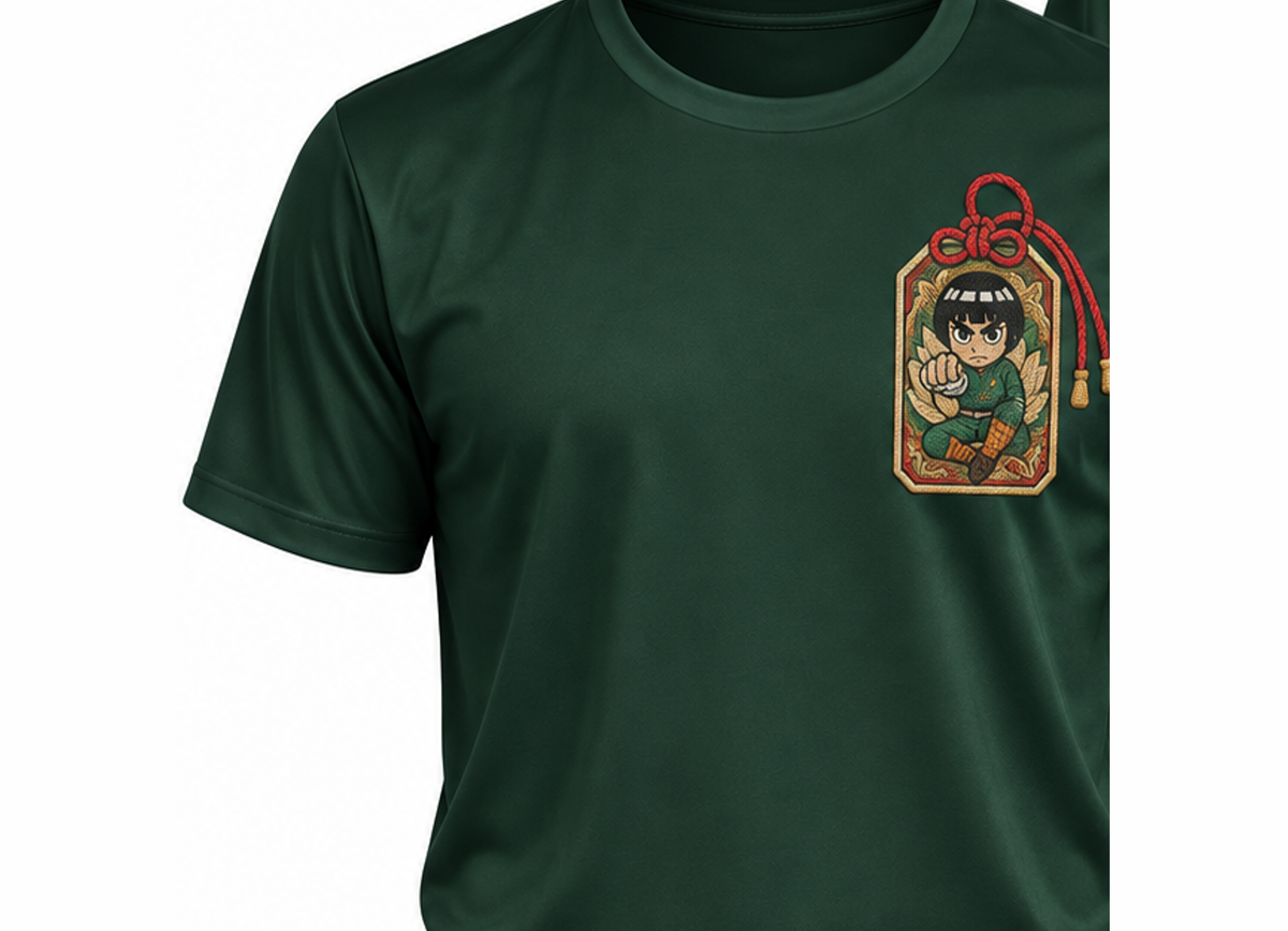 Camiseta Naruto Rock Lee Lótus Chakra Dry-Fit Premium Unissex — modelo frente