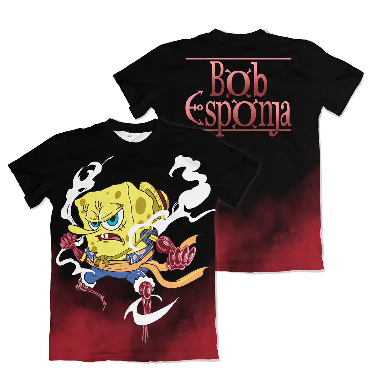 Camiseta One Piece x Bob Esponja Bob Esponja Luffy Dry-Fit Premium Unissex
