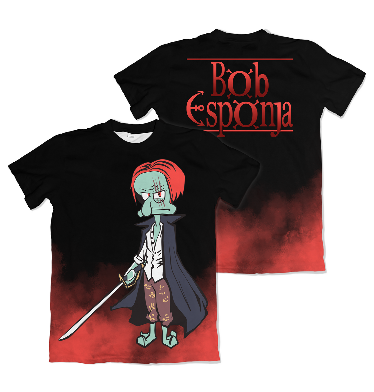 Camiseta One Piece x Bob Esponja Lula Molusco Shanks Dry-Fit Premium Unissex