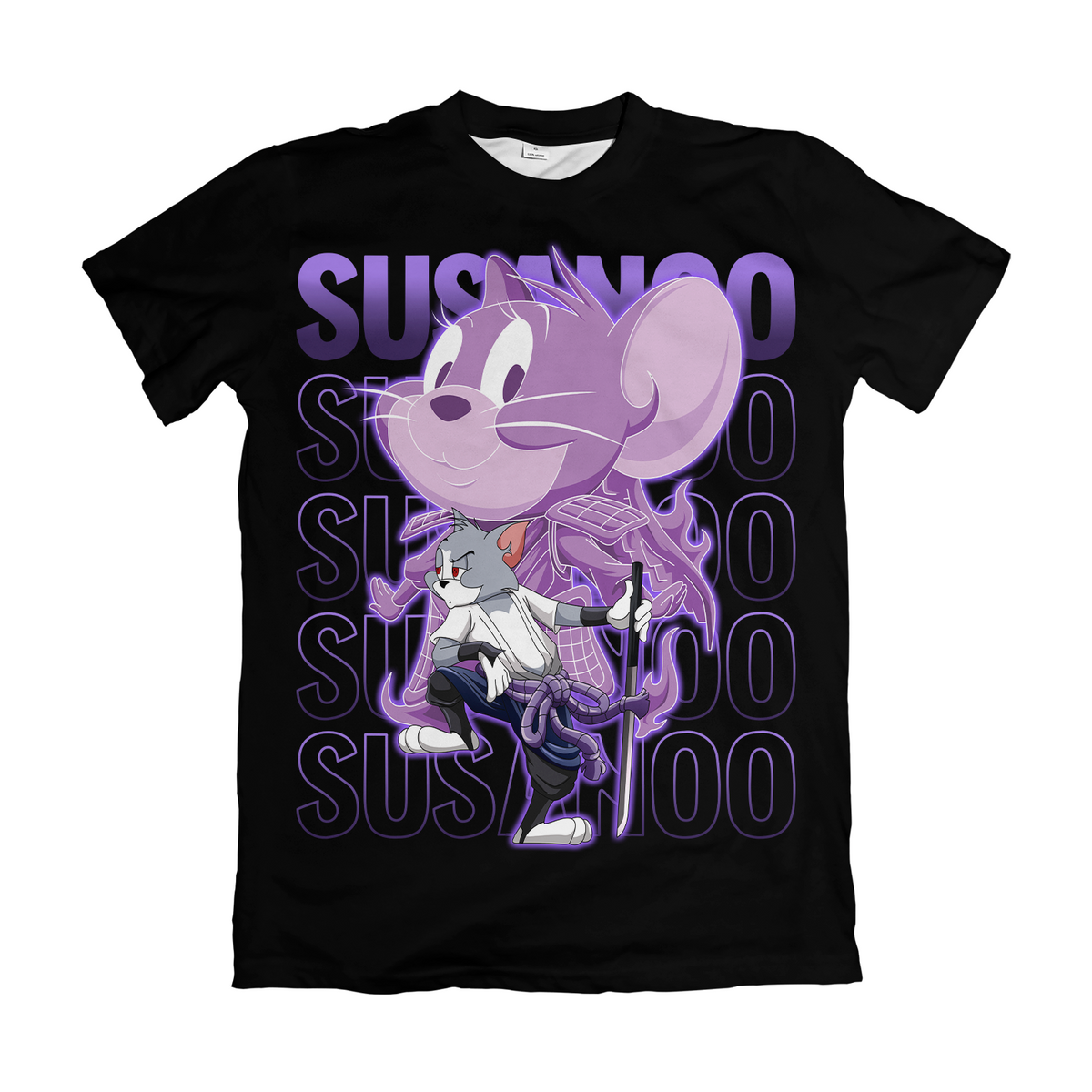 Camiseta Naruto x Tom e Jerry Jerry Sasuke Susanoo Dry-Fit Premium Unissex