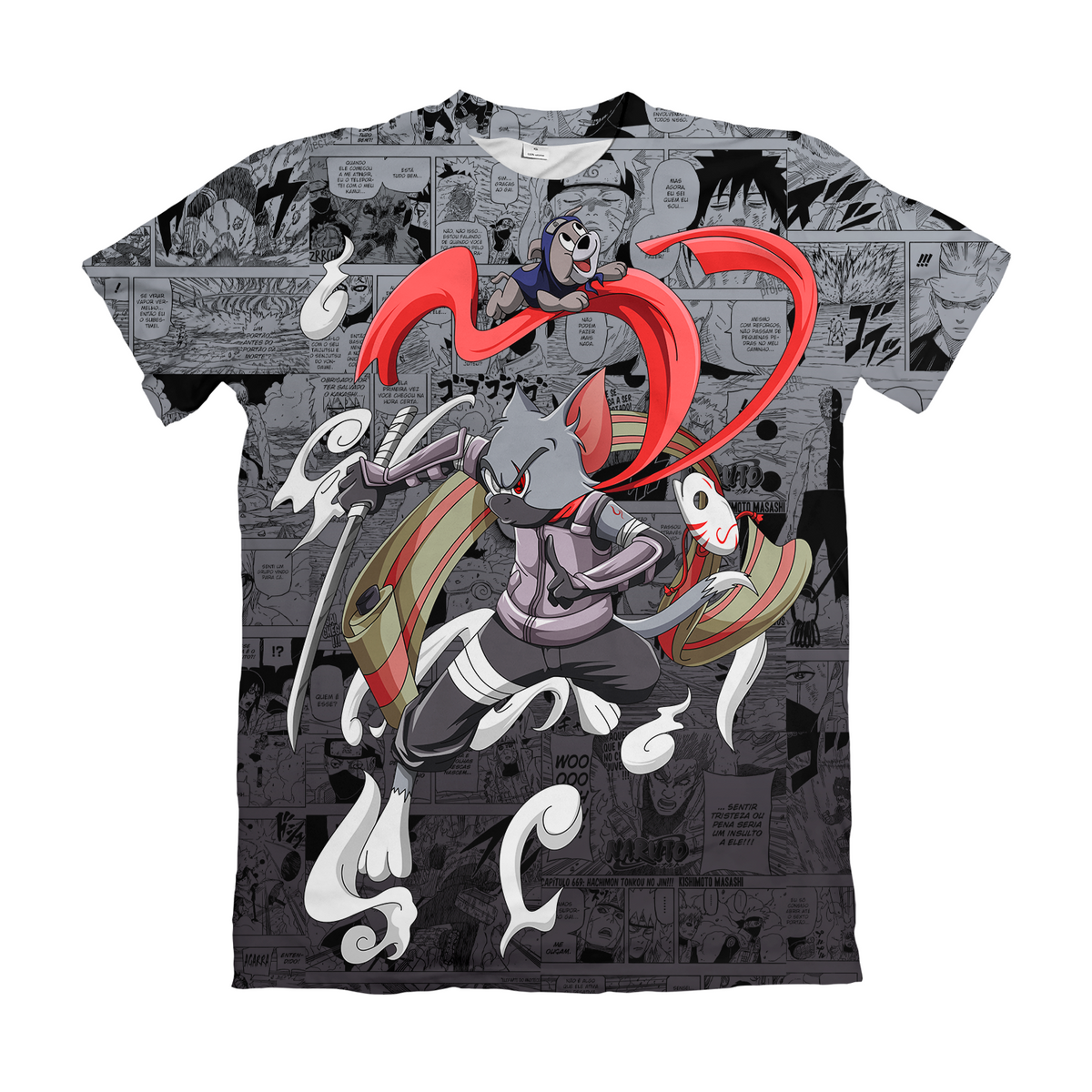 Camiseta Naruto x Tom e Jerry Tom Anbu Mangá Dry-Fit Premium Unissex