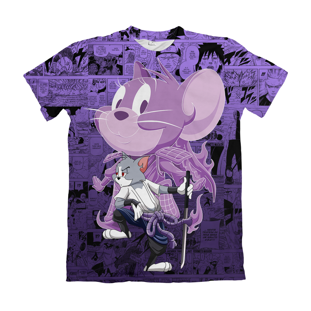 Camiseta Naruto x Tom e Jerry Jerry Sasuke Susanoo Mangá Dry-Fit Premium Unissex