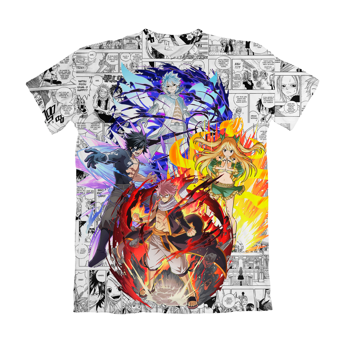 Camiseta Fairy Tail Turma Mangá Branco Dry-Fit Premium Unissex