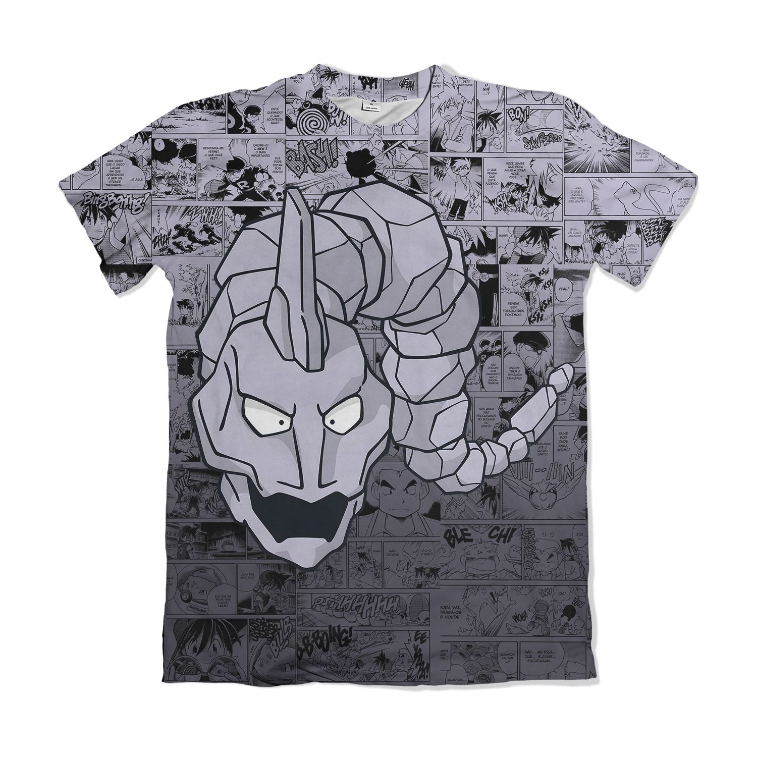 Camiseta Pokémon Onix, Mangá Cinza Dry-Fit Premium Unissex
