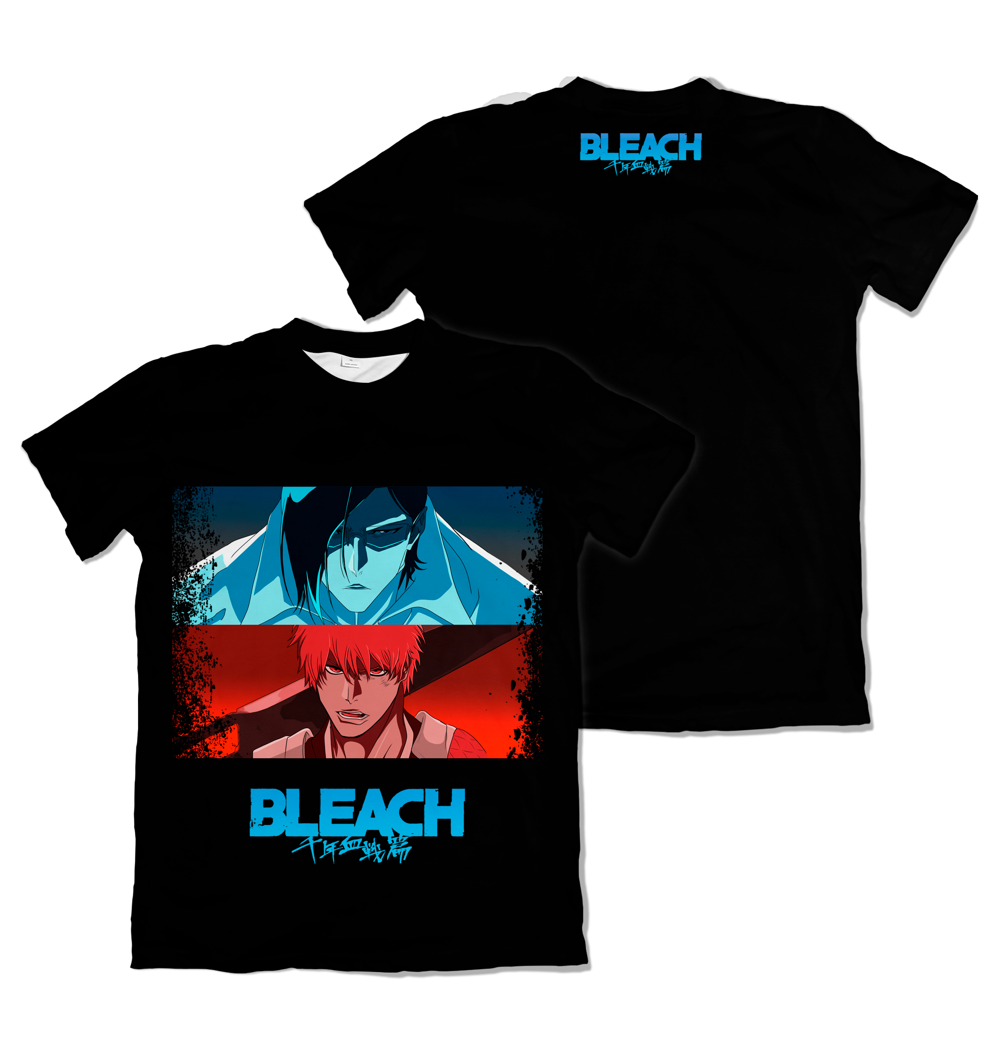 Camiseta Bleach Ichigo Kurosaki Ishida Uryu Logo Preta – Dry-Fit Premium Unissex | Swit Store