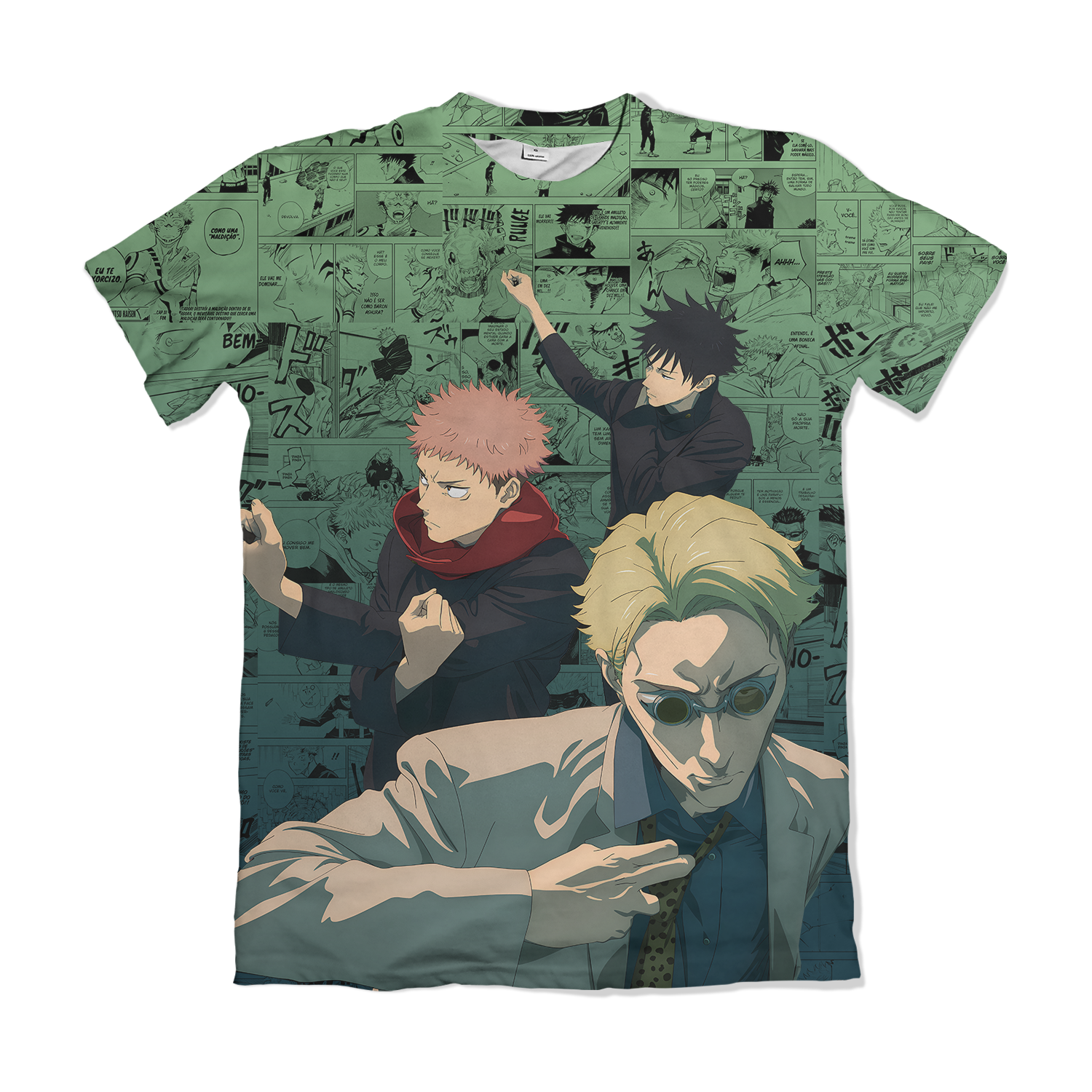 Camisa Jujutsu Kaizen - Nanami - Itadori Yuji - Megumi Fushiguro - Pose Verde