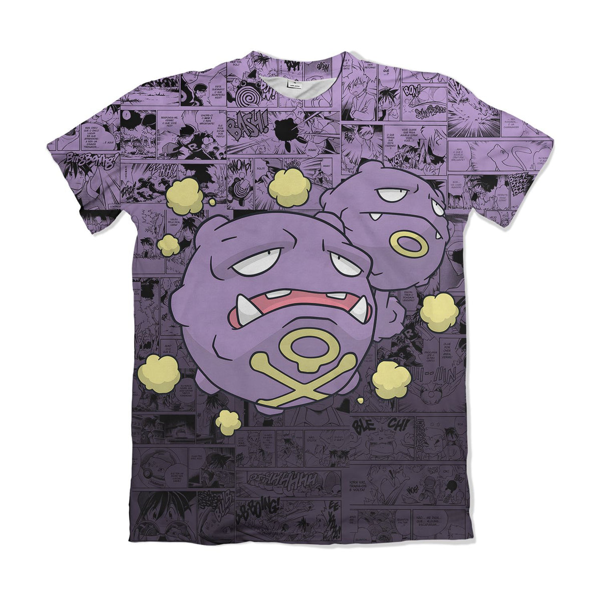 Camiseta Pokémon Weezing, Mangá Roxo Dry-Fit Premium Unissex
