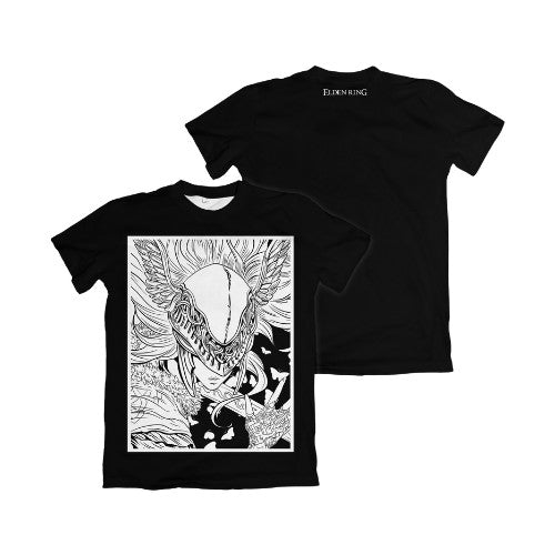 Camiseta Elden Ring Ilustração Mangá Preto e Branco