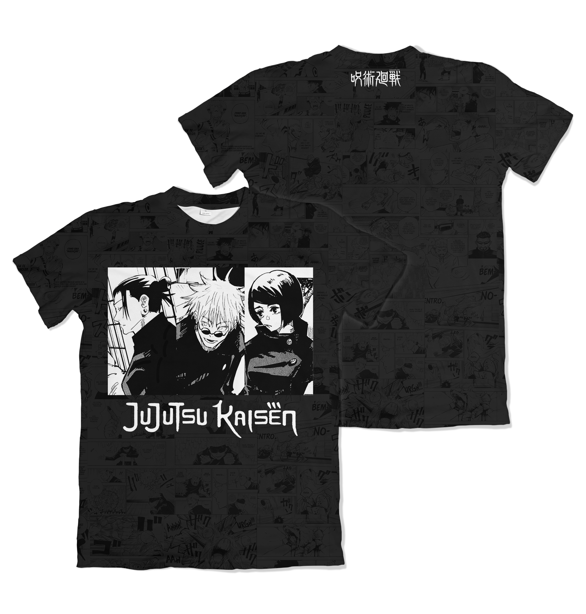 Camisa Jujutsu Kaizen - Satoru Gojo - Suguru Geto - Shoko Ieiri - Preto