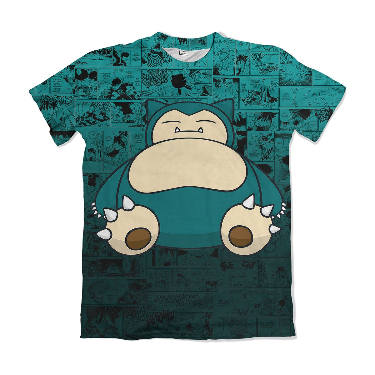 Camiseta Pokémon Snorlax, Mangá Verde Dry-Fit Premium Unissex