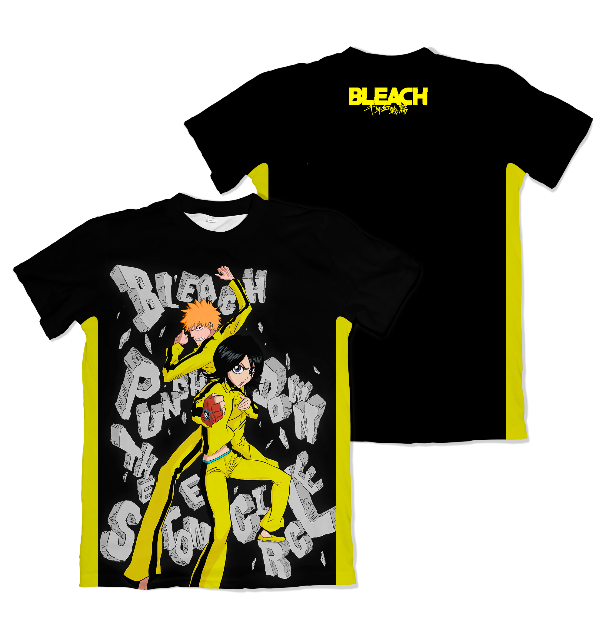 Camiseta Bleach Ichigo Kurosaki Rukia Kuchiki Punch Down Preta – Dry-Fit Premium Unissex | Swit Store