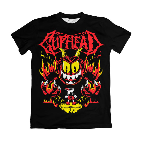 Camiseta Cuphead Diabo Logo Heavy Metal