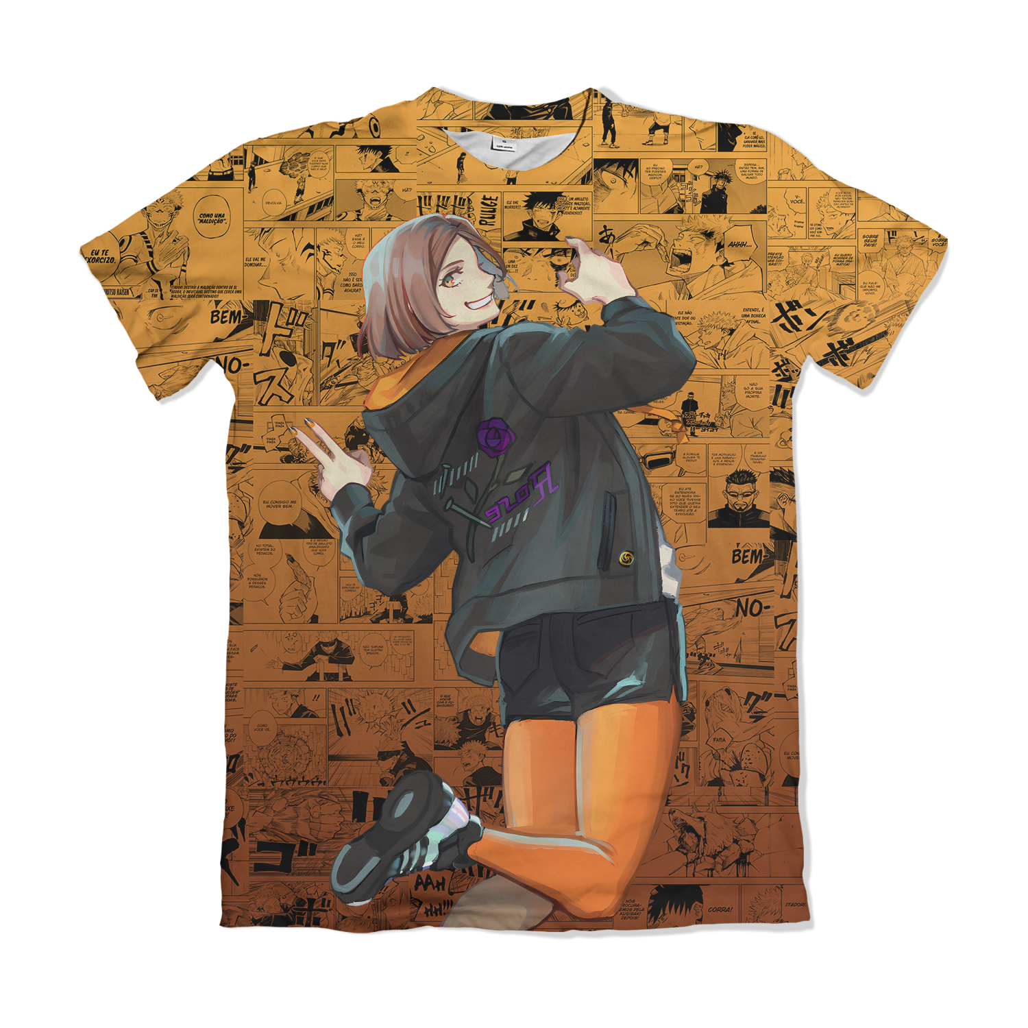 Camisa Jujutsu Kaizen - Kugisaki Nobara - Streetwear - Laranja