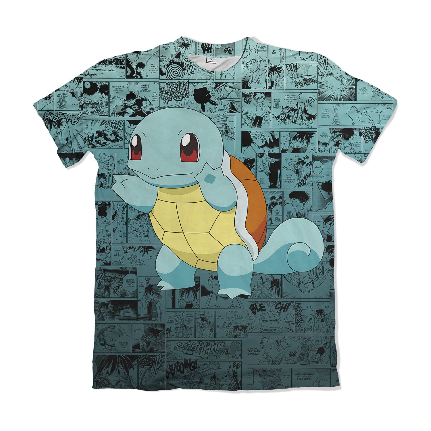 Camiseta Pokemón - Squirtle, Mangá - Azul