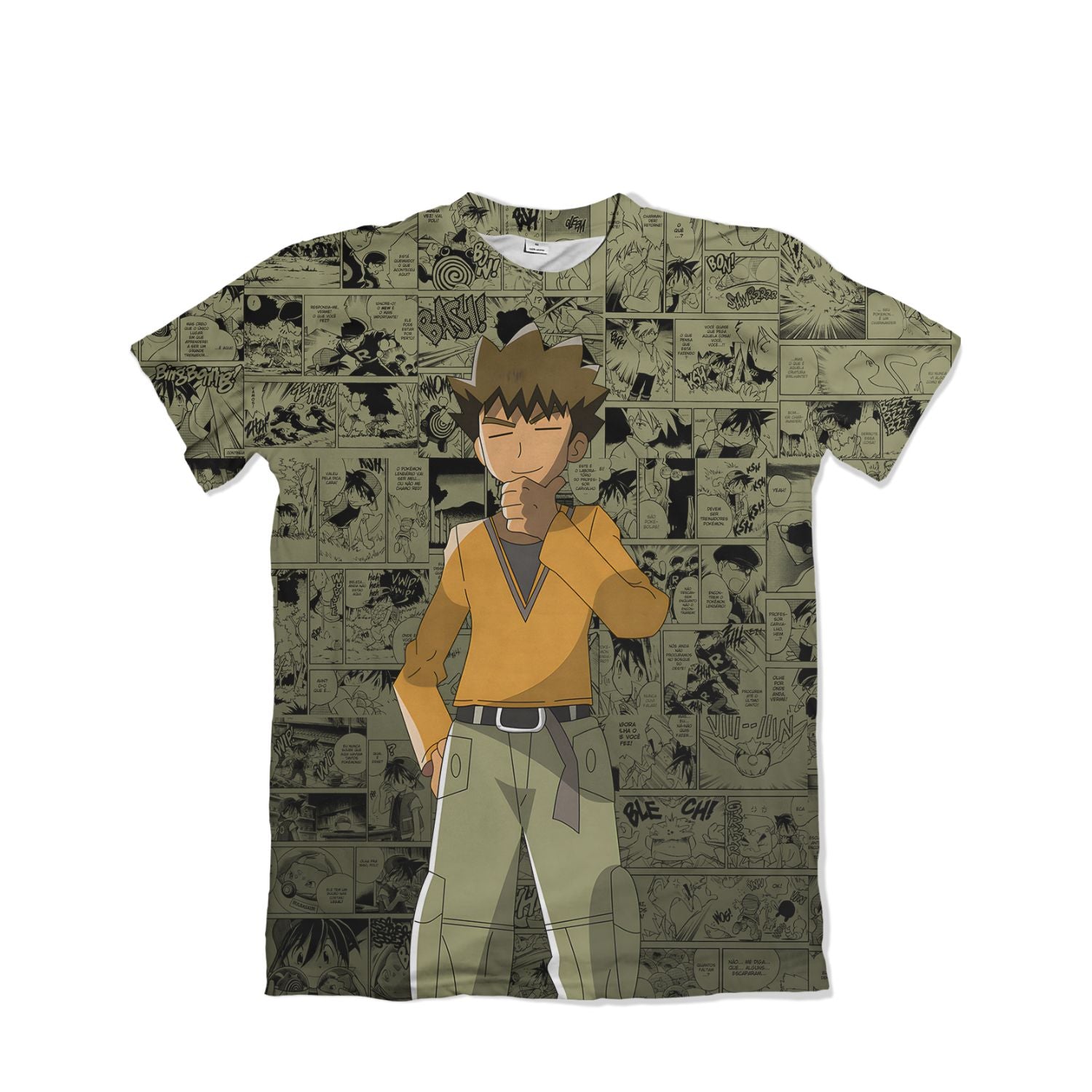 Camiseta Pokemón - Brock, Mangá - Marrom