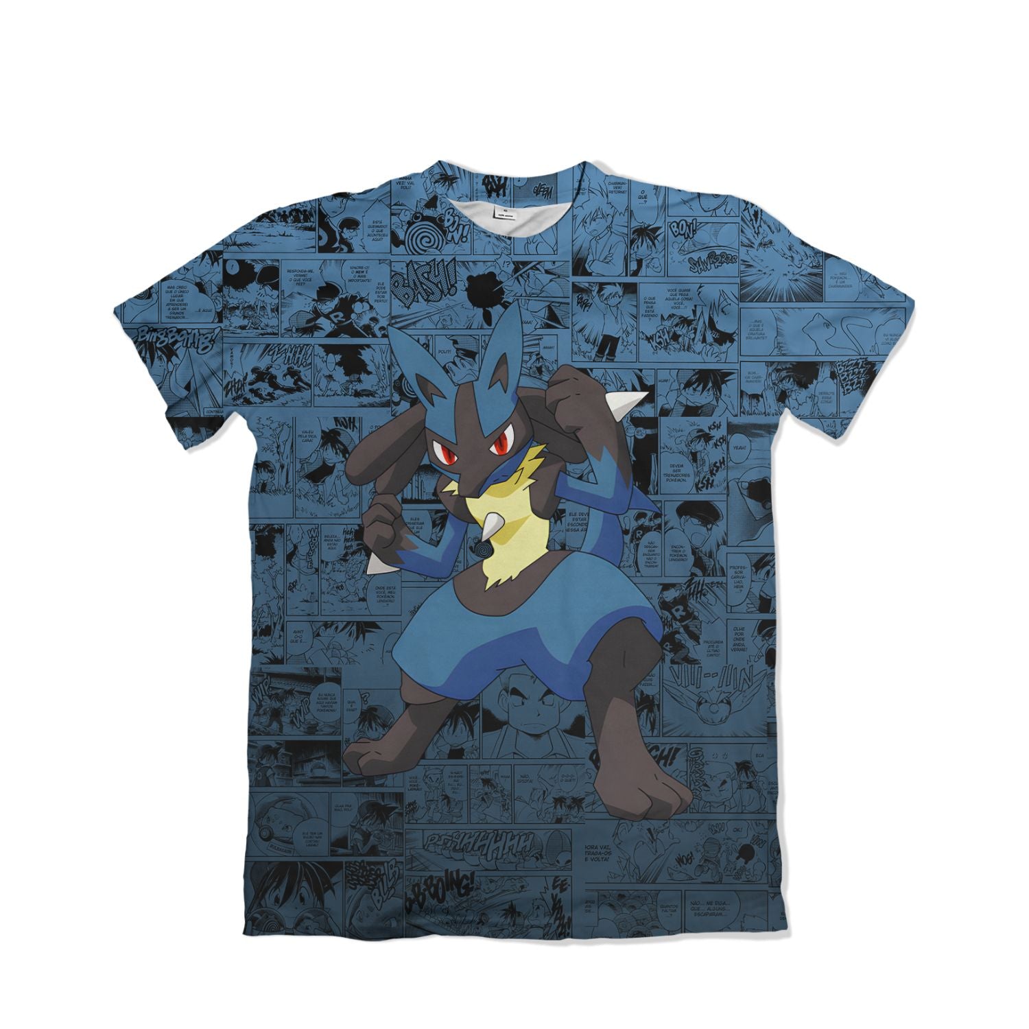 Camiseta Pokemón - Lucario, Mangá - Azul