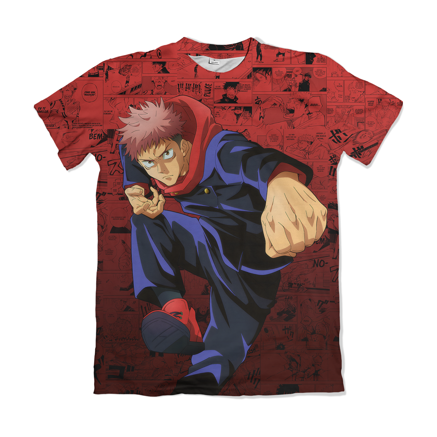 Camisa Jujutsu Kaizen - Itadori Yuji - Mangá - Vermelho