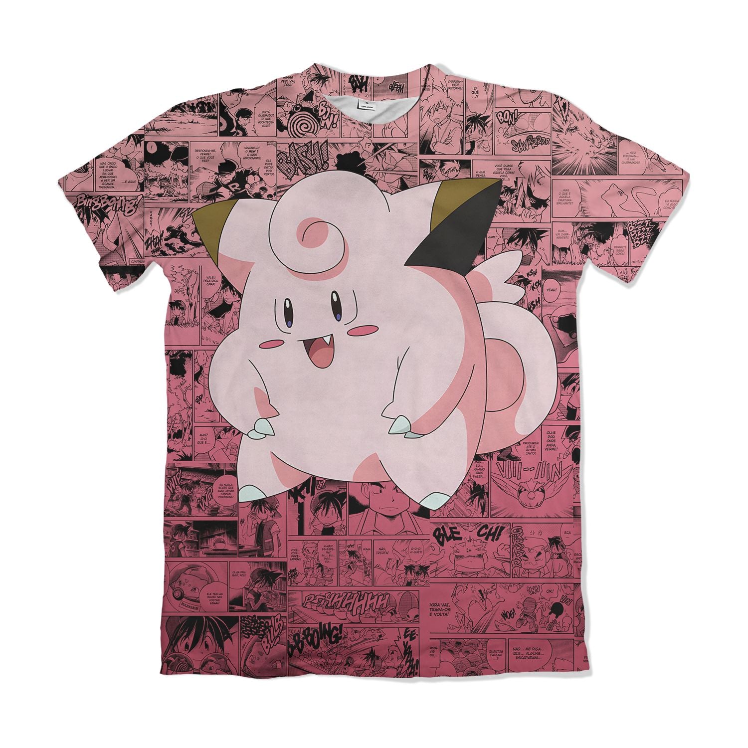 Camiseta Pokemón - Clefairy, Mangá - Rosa
