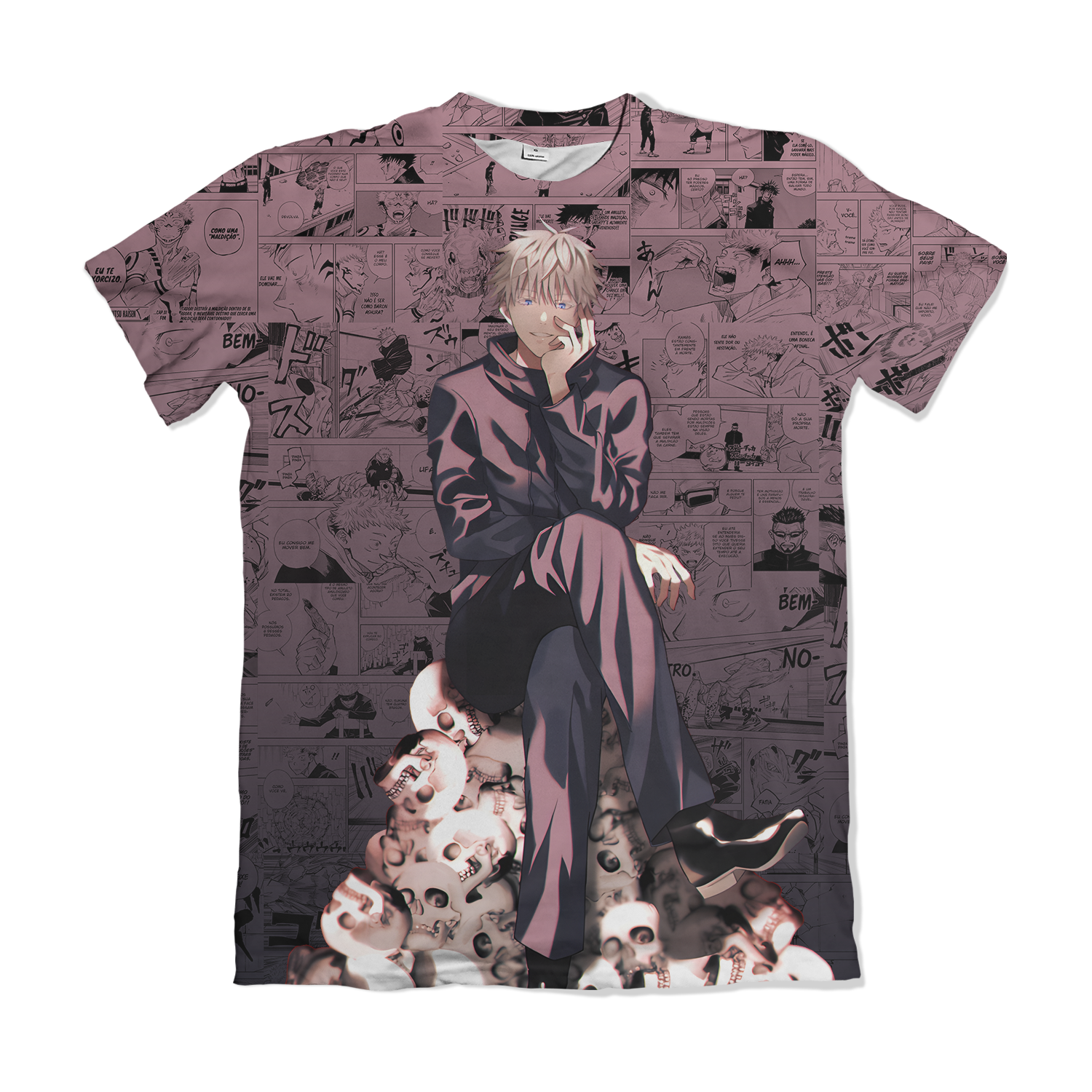 Camisa Jujutsu Kaizen - Satoru Gojo Sentado Crânios