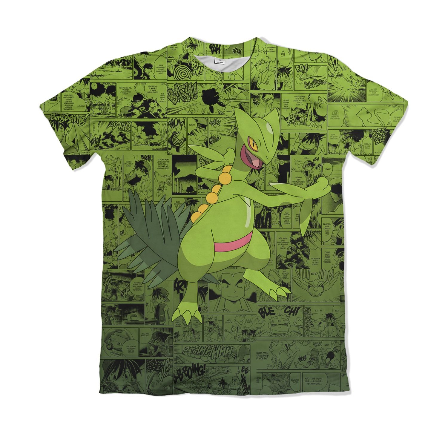 Camiseta Pokemón - Sceptile, Mangá - Verde