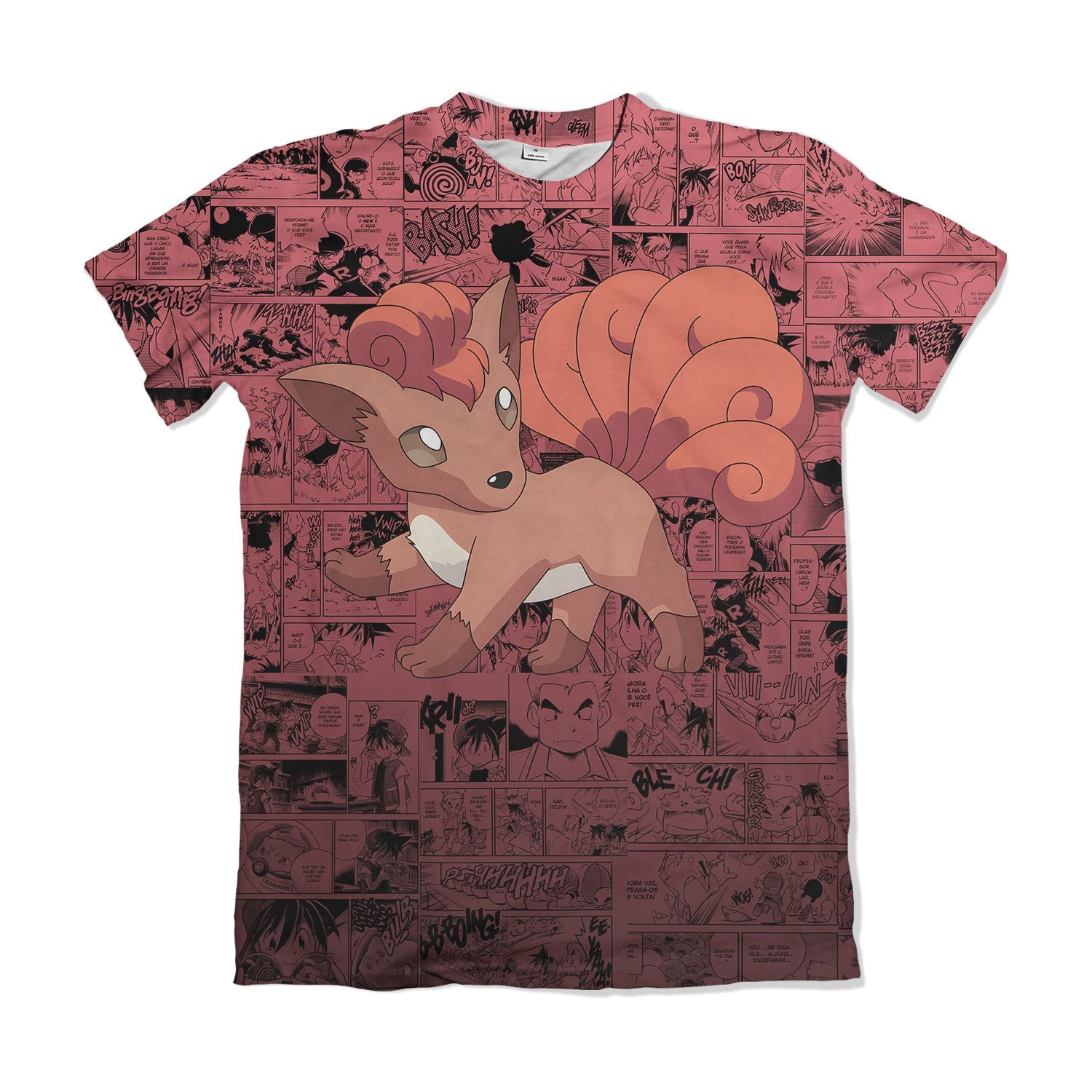 Camiseta Pokemón - Vulpix, Mangá - Vermelho
