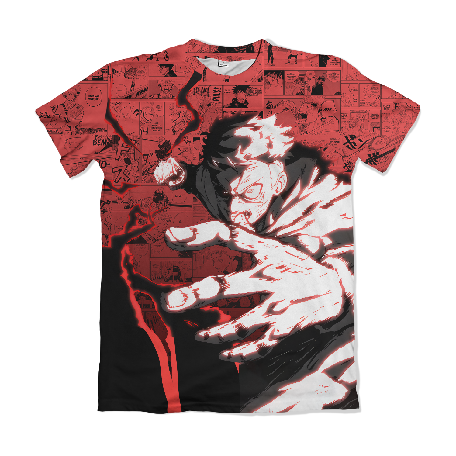 Camisa Jujutsu Kaizen - Itadori Yuji - Soco Preto e Vermelho