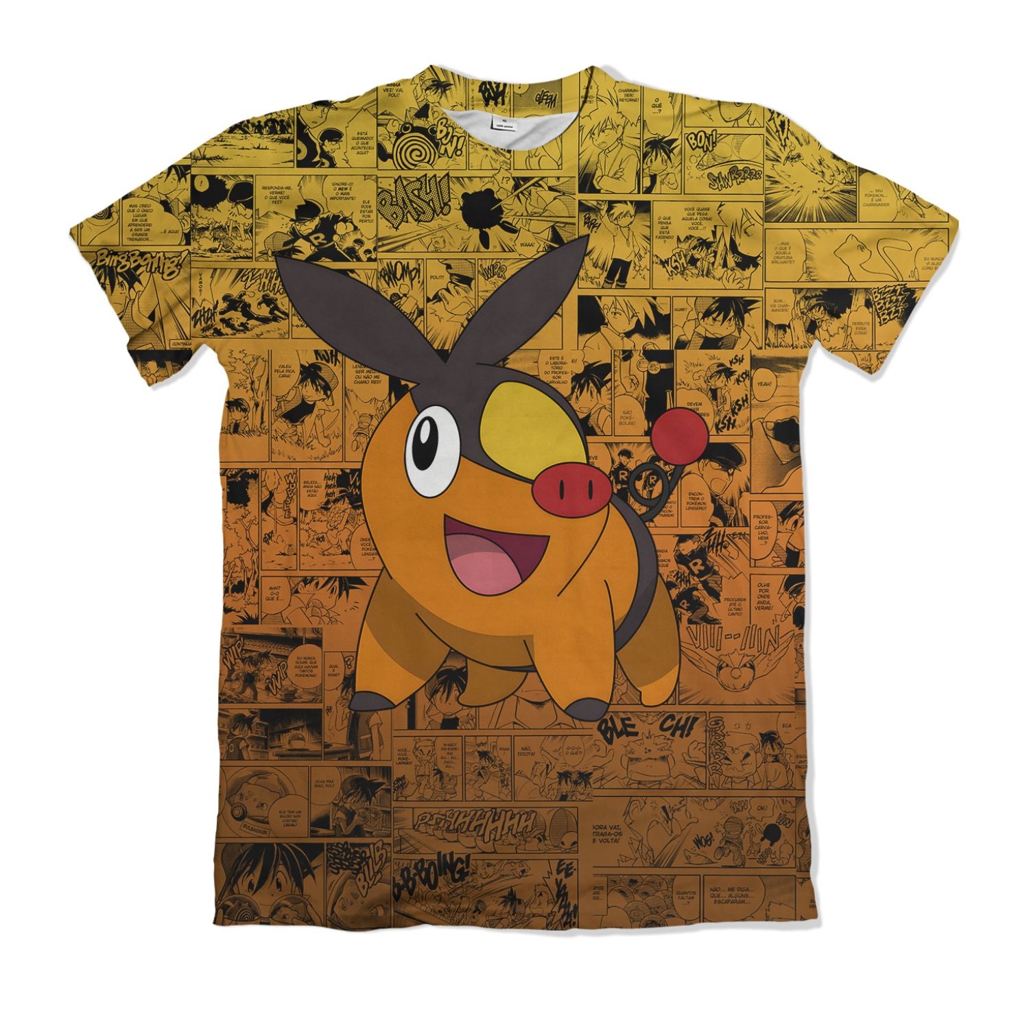 Camiseta Pokemón - Tepig, Mangá - Laranja