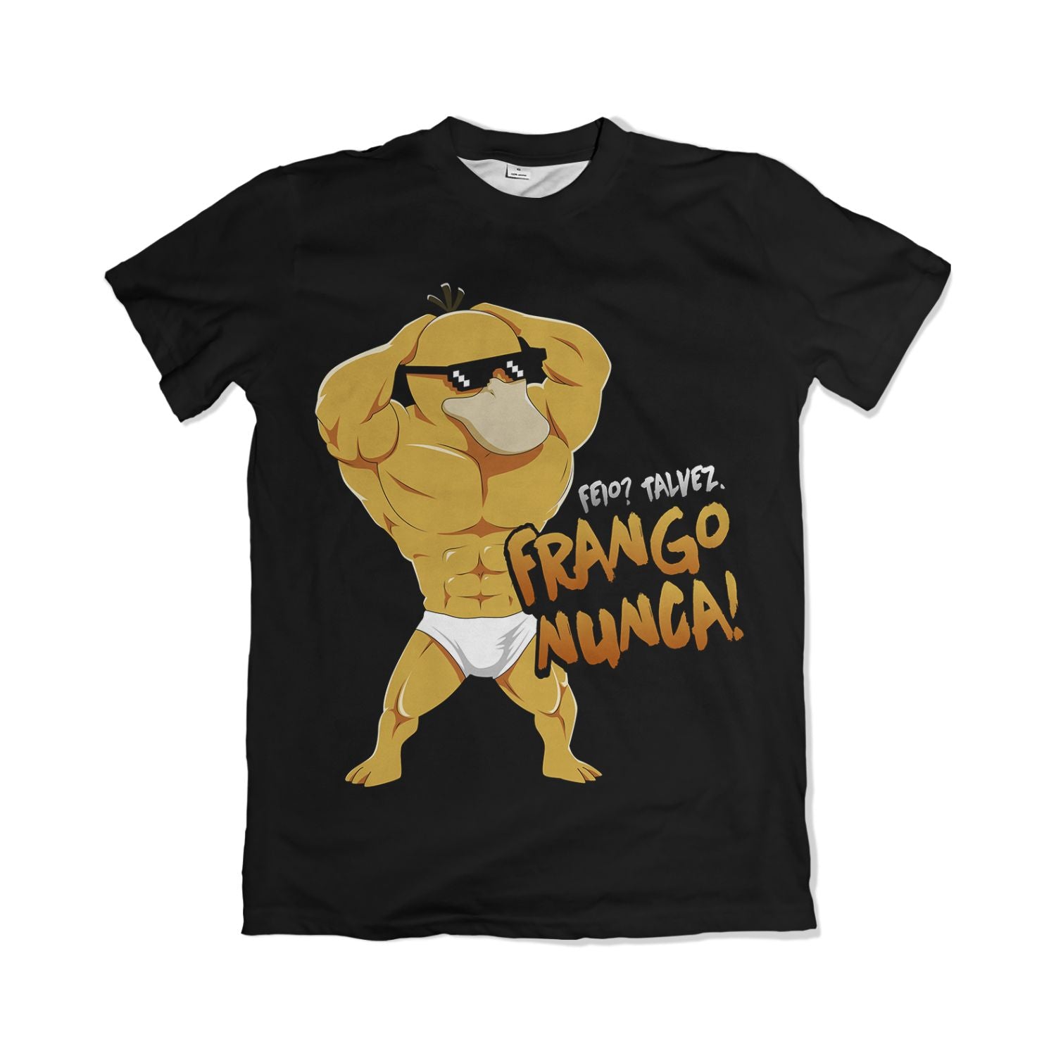 Camiseta Pokemón - Frango Nunca, Bombados - Preto
