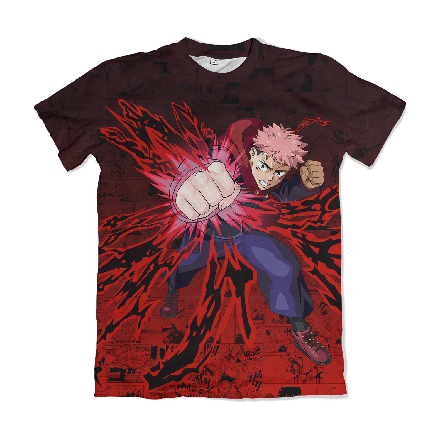 Camisa Jujutsu Kaizen - Itadori Yuji Pose Soco Efeitos