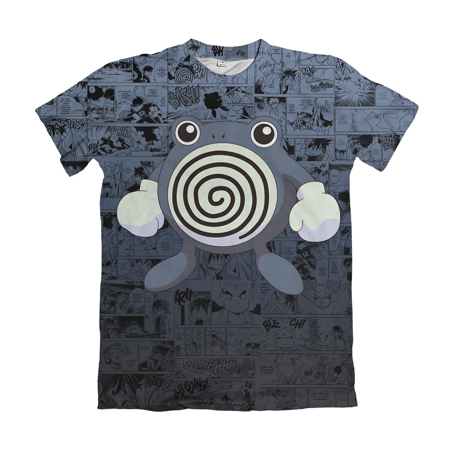 Camiseta Pokemón - Poliwhirl, Mangá - Azul