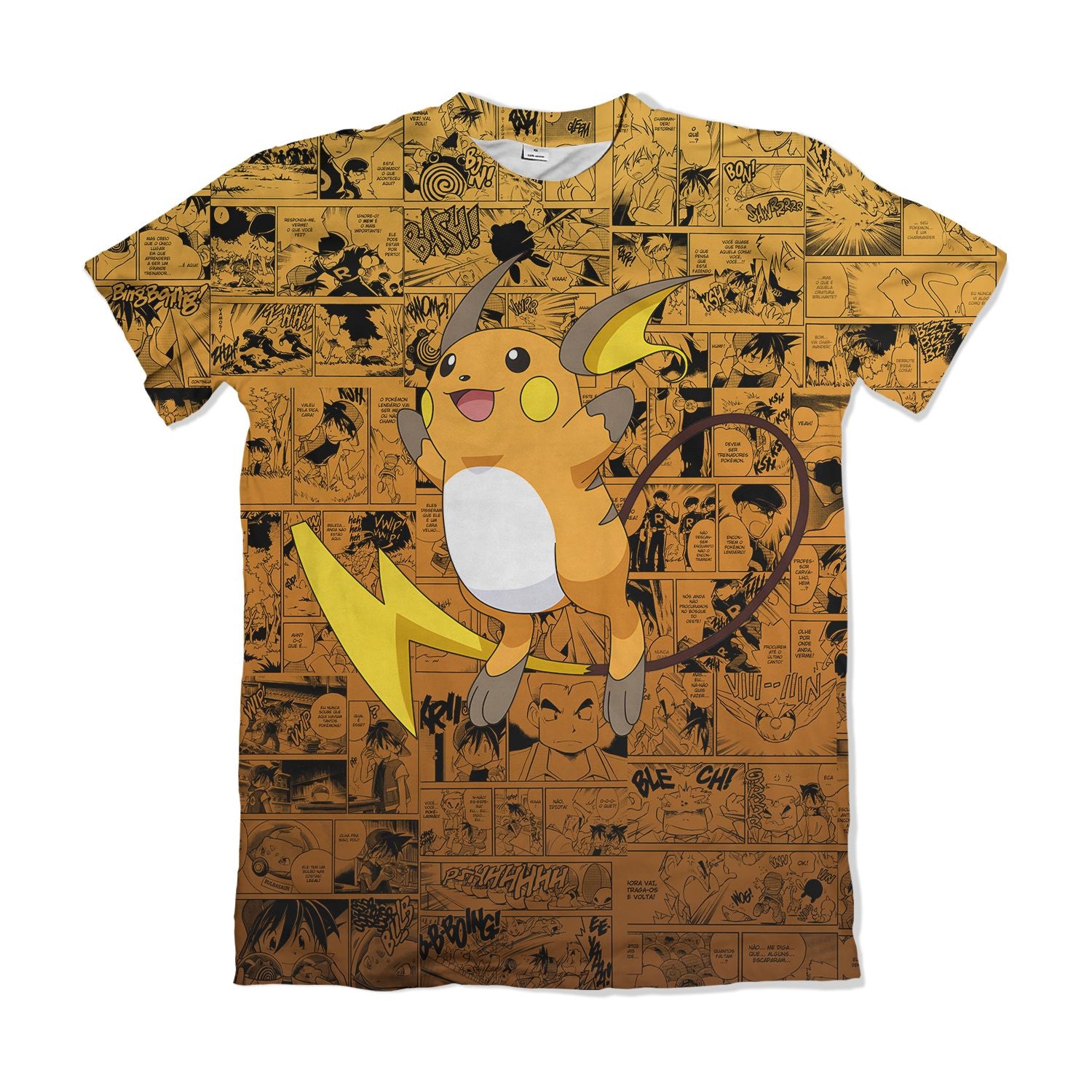 Camiseta Pokemón - Raichu, Mangá - Laranja