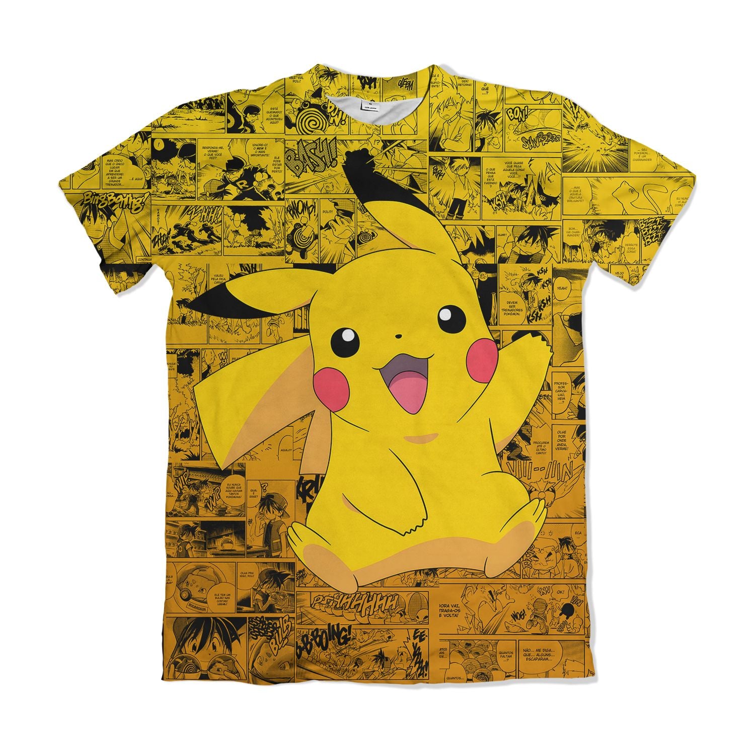 Camiseta Pokemón - Pikachu, Mangá - Amarelo