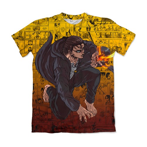 Camiseta Attack On Titan Eren Yeager Amarela – Dry-Fit Premium Unissex | Swit Store