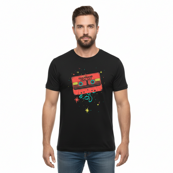 Camiseta Guardiões da Galáxia Fita Cassete Awesome Mix