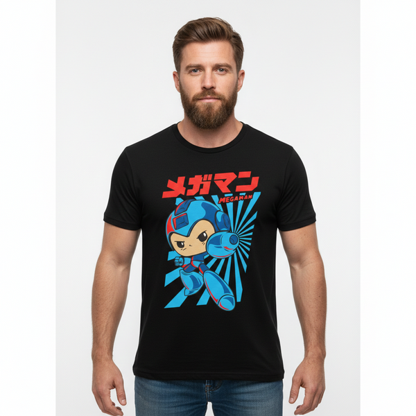Camiseta Megaman Chibi Japonês Vermelho