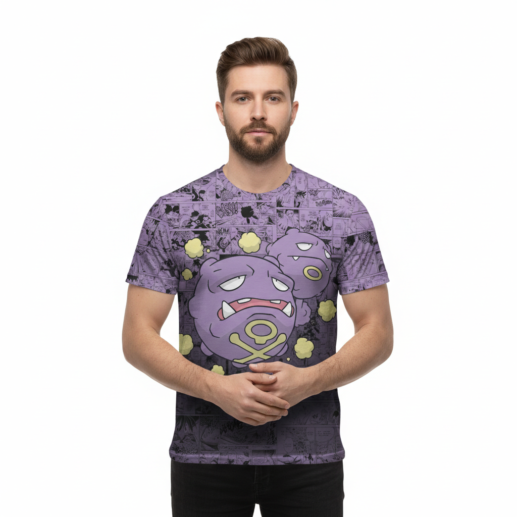 Camiseta Pokémon Weezing, Mangá Roxo Dry-Fit Premium Unissex