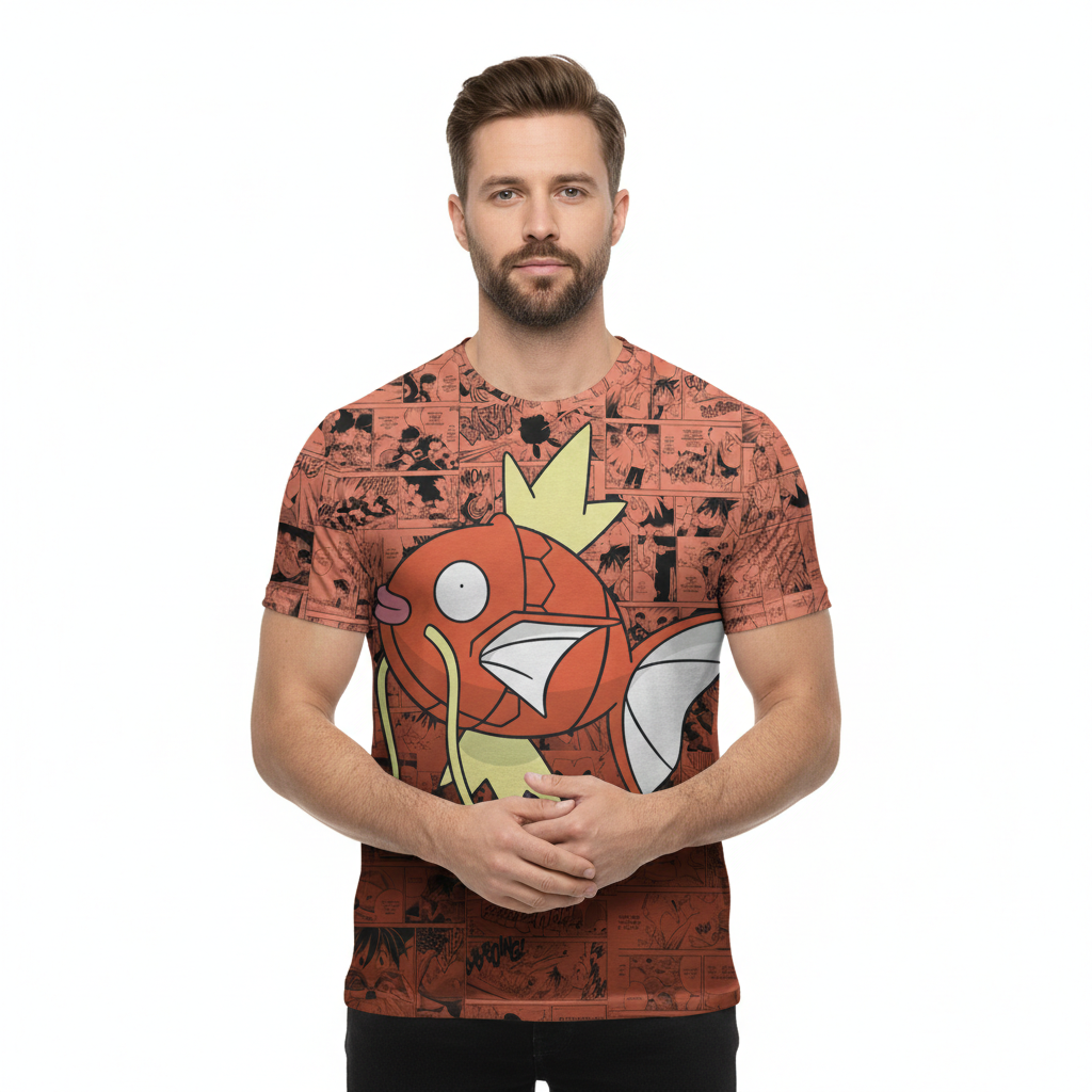 Camiseta Pokémon Magikarp, Mangá Laranja Dry-Fit Premium Unissex
